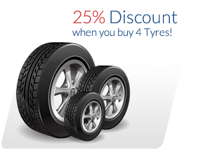 25% discount when you buy 4 tyres from triangle garage